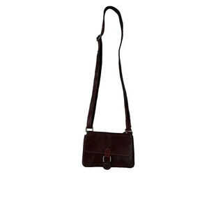 Jack Georges Brown Leather Crossbody Bag Adjustable Strap